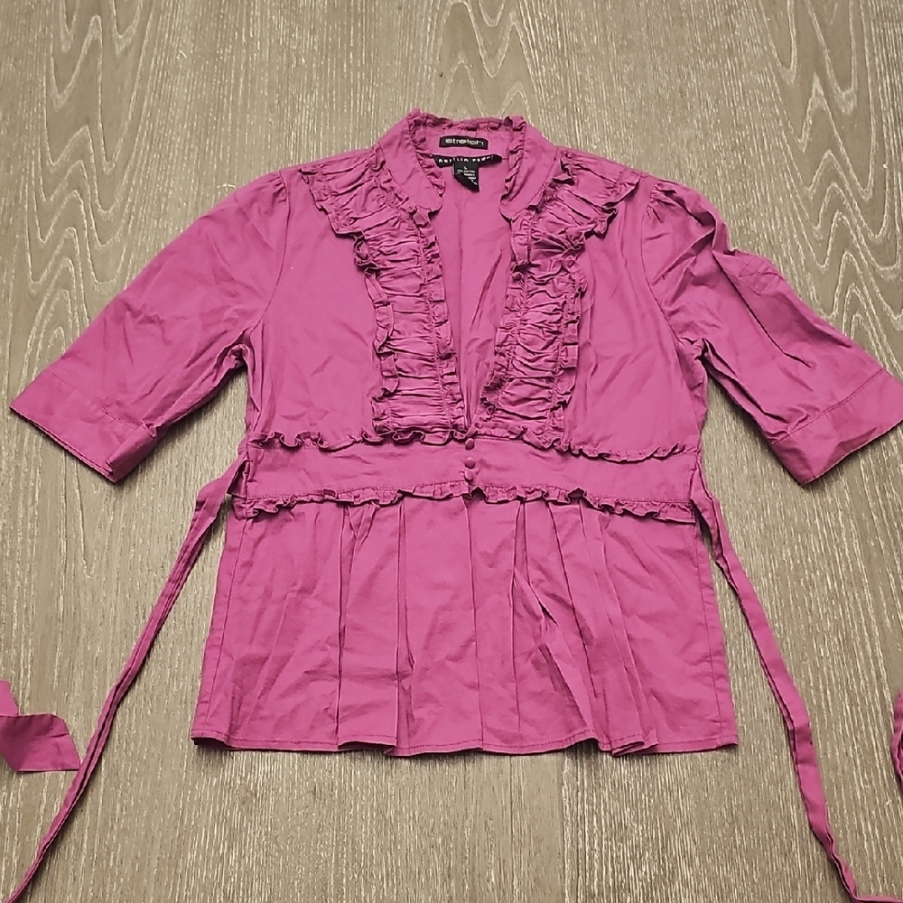 Antilia Femme Magenta Ruffle Blouse